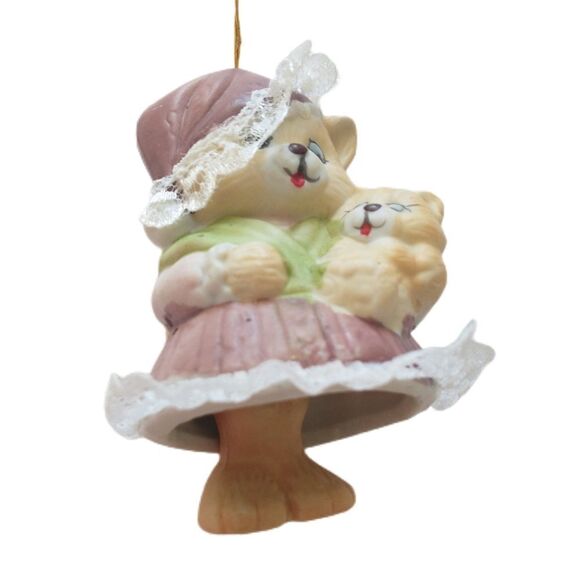 Caring Critters Chimer Ornament Bisque Porcelain Christmas Bell Mom Kitty Kitten - Picture 10 of 16